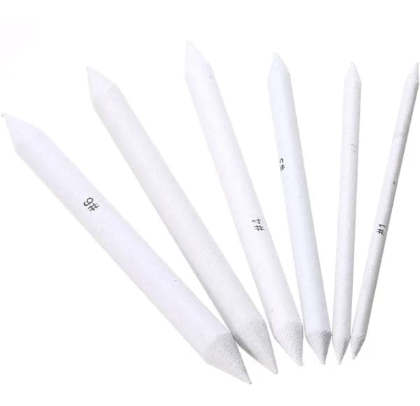 SARVOTTAM Paper Stumps for Blending Set of 6 (White) 6Pc Different Size Multipurpose Paper Blending Stump for Art Sketching Portrait