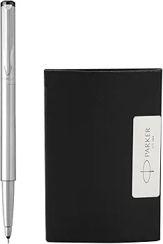Parker Gift Set Vector Stainless Steel Chrome Trim Roller Ball Pen With Card Holder |1 Pen + 1 Card Holder| Gift Set | Gifts For Employees | Corporate Gift







