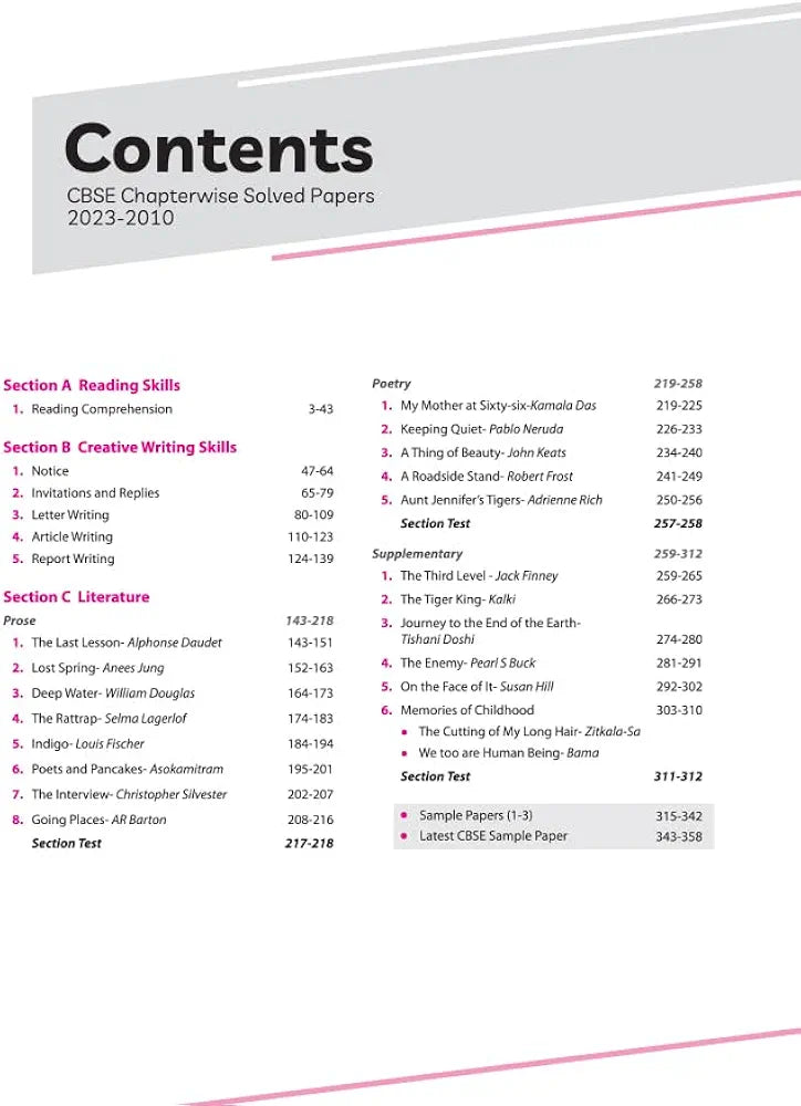 Arihant CBSE Chapterwise Solved Papers 2023-2010 English Core Class 12th