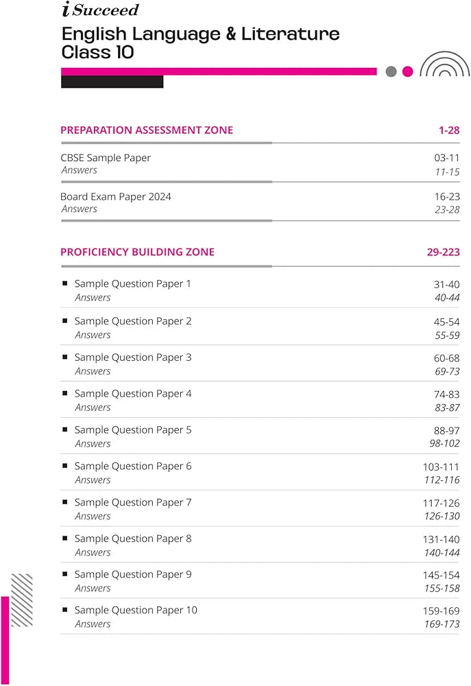 Arihant i Succeed 15 Sample Question Papers for English Language and Literature Class 10th | As per latest CBSE Sample Paper issued on 5 Sept. 2024 | 50% CBQs in each paper | Detailed Answers with Step Marking | Fully Solved Latest CBSE Sample Paper For E
