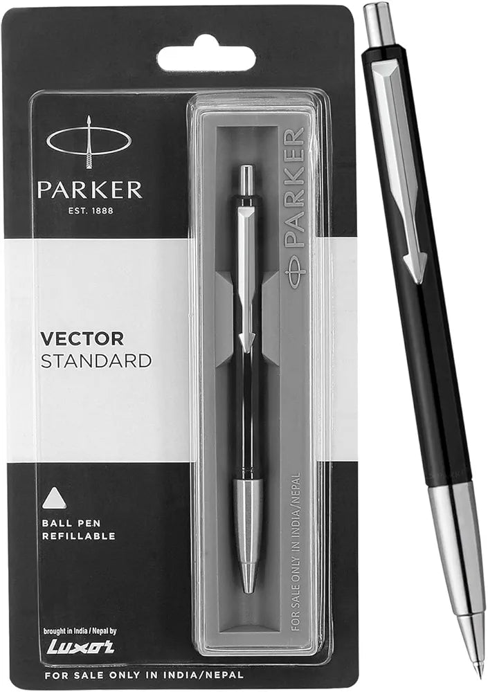 Parker Vector Standard Ball Pen Chrome Trim Red Body Color| Ink Color - Blue | Corporate Gift | Leading Pen For Professionals