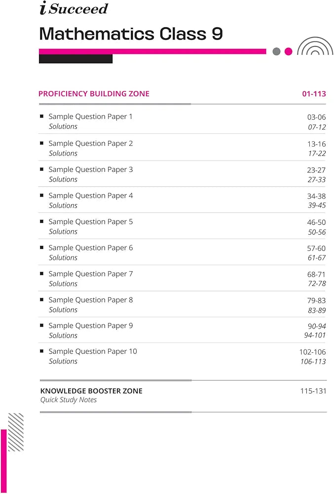 Arihant i Succeed 10 Sample Question Papers for Mathematics Class 9th | As per latest CBSE Sample Paper issued on 5 Sept. 2024 | 50% CBQs in each paper | Detailed Explanations with Step Marking | Fully Solved Latest CBSE Sample Paper For Exam 2025