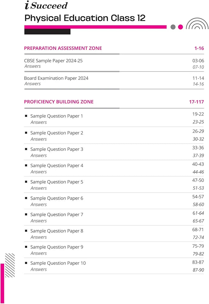 Arihant i Succeed 15 Sample Question Papers for Physical Education Class 12th | As per latest CBSE Sample Paper issued on 5 Sept. 2024 | 50% CBQs in each paper | Detailed Answers for each question | Fully Solved Latest CBSE Sample Paper For Exam 2025