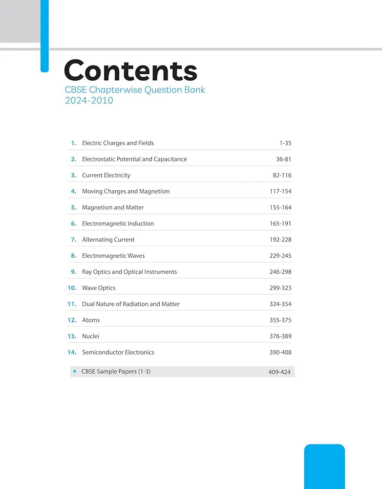 Arihant CBSE Chapterwise-Question Bank Physics for Class 12 (2024 – 2010) | Chapterwise Manner | Trend Analysis | Key Idea | Common Mistakes | Concept Enhancer | 3 Sample Question Papers