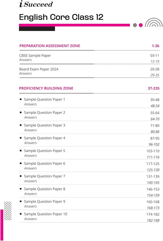 Arihant i Succeed 15 Sample Question Papers for English Core Class 12th | As per latest CBSE Sample Paper issued on 5 Sept. 2024 | 50% CBQs in each paper | Detailed Answers for each question | Fully Solved Latest CBSE Sample Paper For Exam 2025