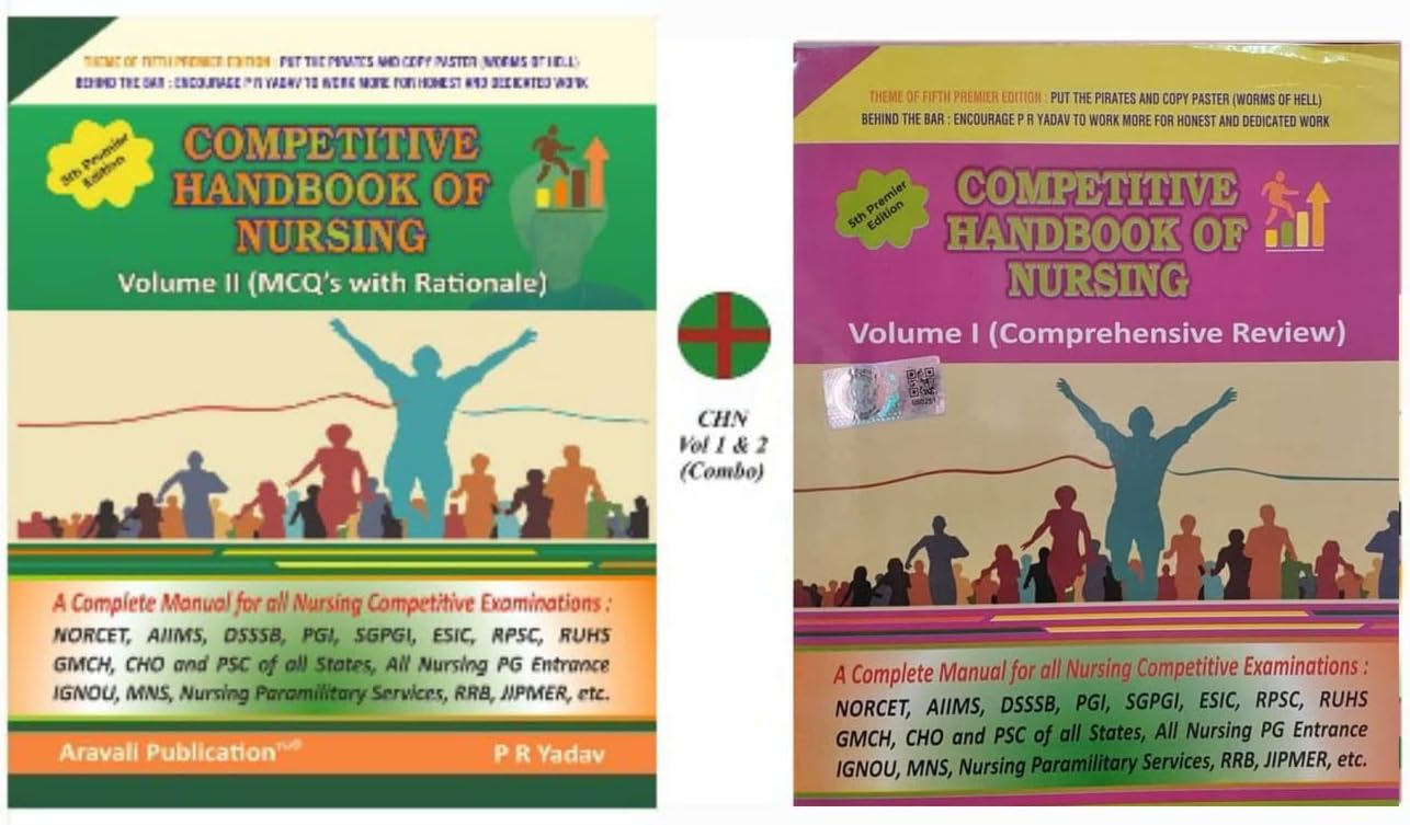 PR Yadav's Competitive Handbook of Nursing Vol 1 & 2 4th edition (Combo, English Only) (Best Nursing Guide Combo