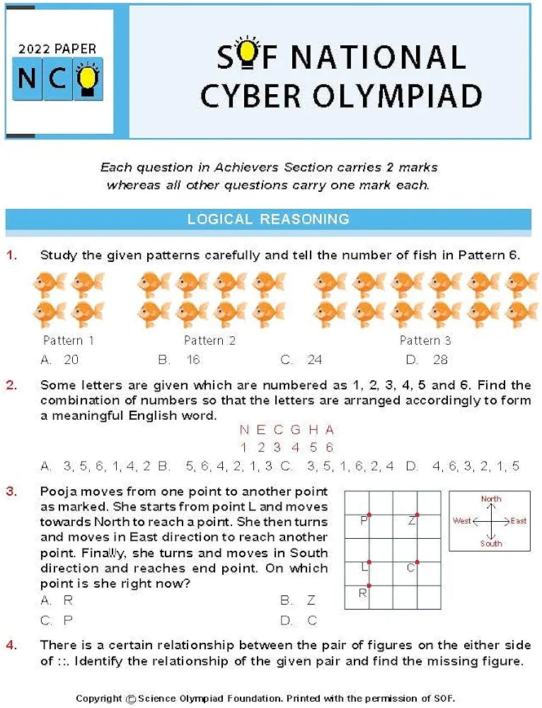 MTG National Cyber Olympiad (NCO) Workbook for Class 4 - Quick Recap, MCQs, Previous Years Solved Paper and Achievers Section - SOF NCO Olympiad Preparation Books For 2023-2024 Exam