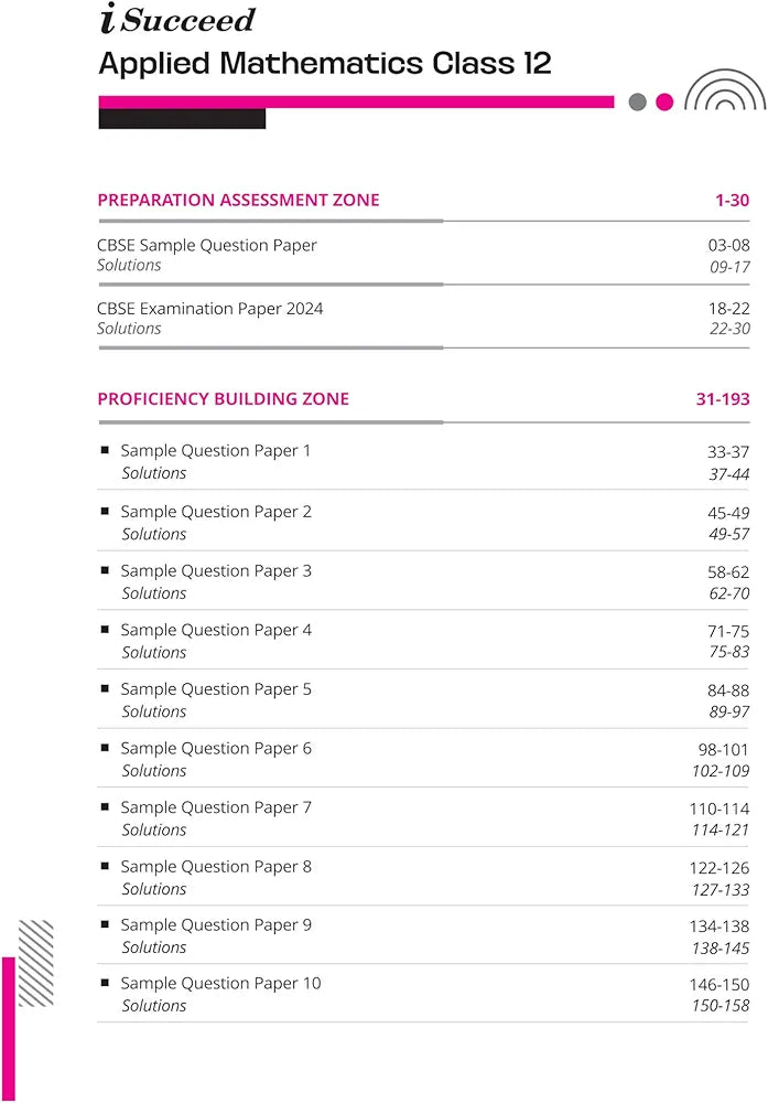 Arihant i Succeed 15 Sample Question Papers for Applied Mathematics Class 12th | As per latest CBSE Sample Paper issued on 5 Sept. 2024 | 50% CBQs in each paper | Detailed Answers with Step Marking | Fully Solved Latest CBSE Sample Paper For Exam 2025