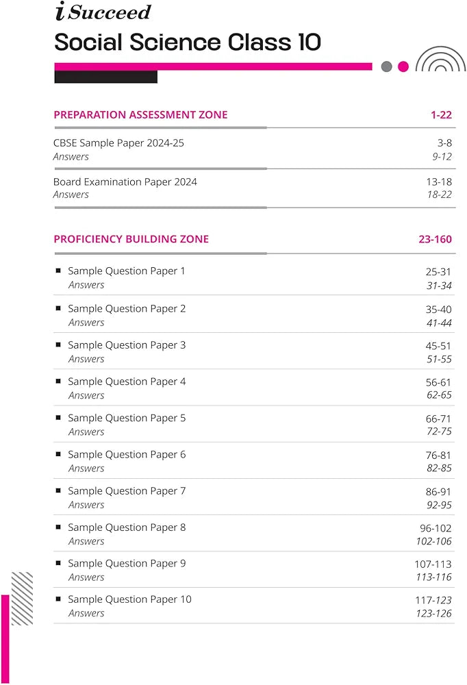Arihant i Succeed 15 Sample Question Papers for Social Science Class 10th | As per latest CBSE Sample Paper issued on 5 Sept. 2024 | 50% CBQs in each paper | Detailed Answers with Step Marking | Fully Solved Latest CBSE Sample Paper For Exam 2025