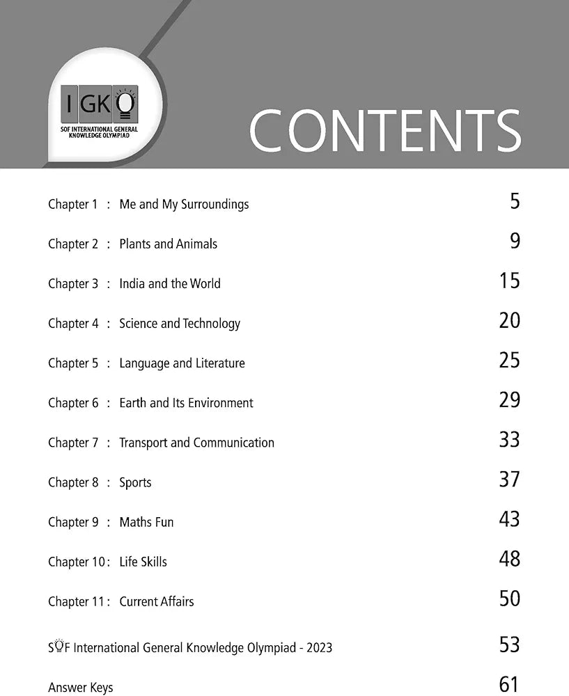 MTG International General Knowledge Olympiad (IGKO) Workbook for Class 3 - MCQs & Achievers Section - SOF IGKO Olympiad Preparation Books For 2024-2025 Exa