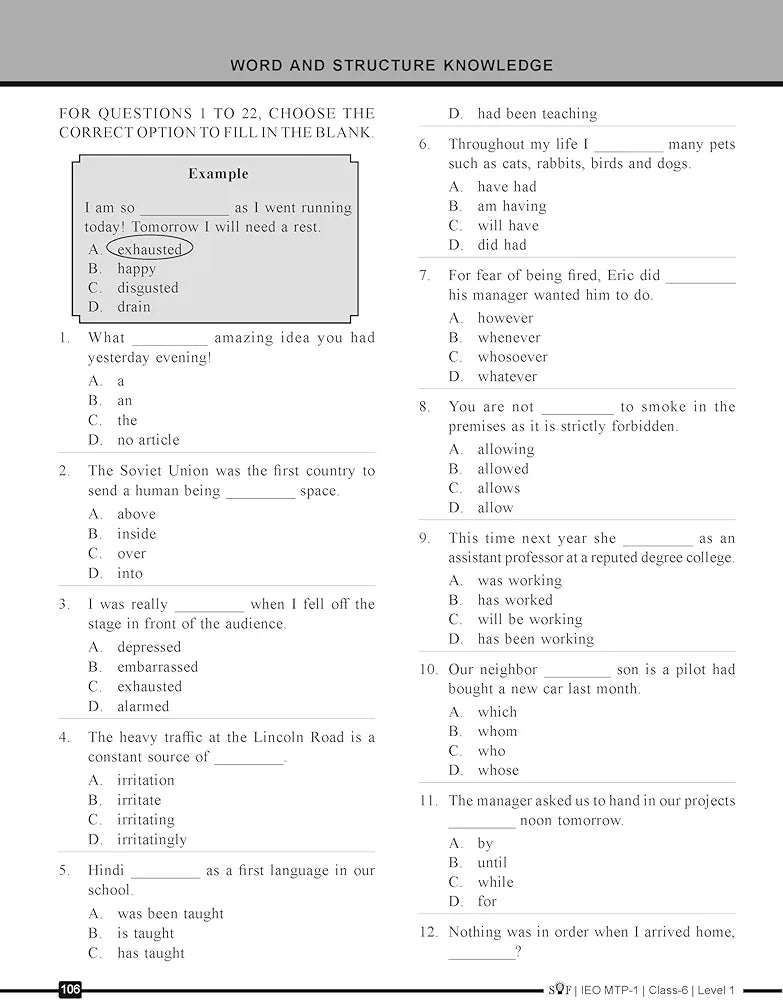 MTG IEO Class-6 Olympiad 10 Previous Years Papers (2023-2019 Set A & B) English with Mock Test Papers - Sample OMR Sheet with Chapterwise Analysis | SOF Olympiad Books For 2024-25 Exam