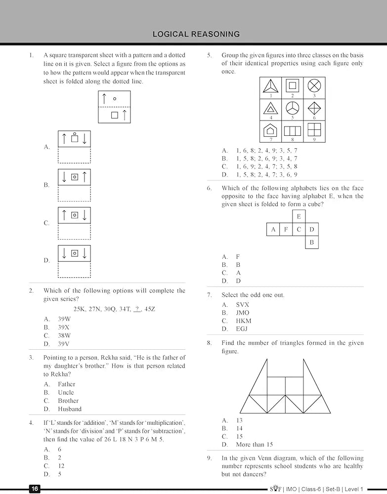 MTG IMO Class-6 Olympiad 10 Previous Years Papers (2023-2019 Set A & B) Mathematics with Mock Test Papers - Sample OMR Sheet with Chapterwise Analysis | SOF Olympiad Books For 2024-25 Exam