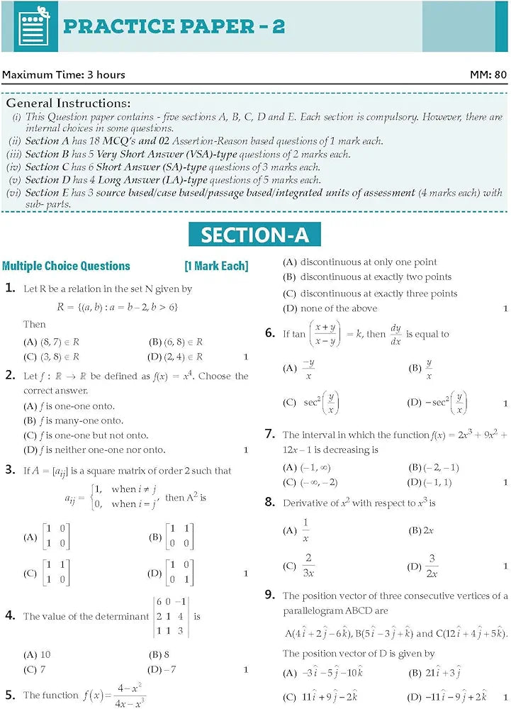 Oswaal CBSE Question Bank Class 12 Mathematics, Chapterwise and Topicwise Solved Papers For Board Exams 2025