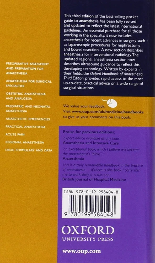 Oxford Handbook of Anaesthesia by Keith G.Allman 3rd edition