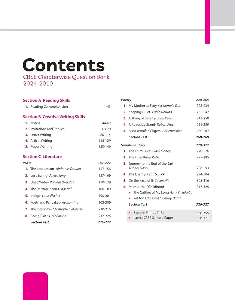 Arihant CBSE Chapterwise Question Bank | English | (2024-2010) With Solutions For English Core Class 12th | Previous Year Questions (PYQ) | As Per The Latest CBSE Syllabus (2024-25) | All Main | Compt & Sample Papers upto 2024 | Key Ideas | Concept Enh