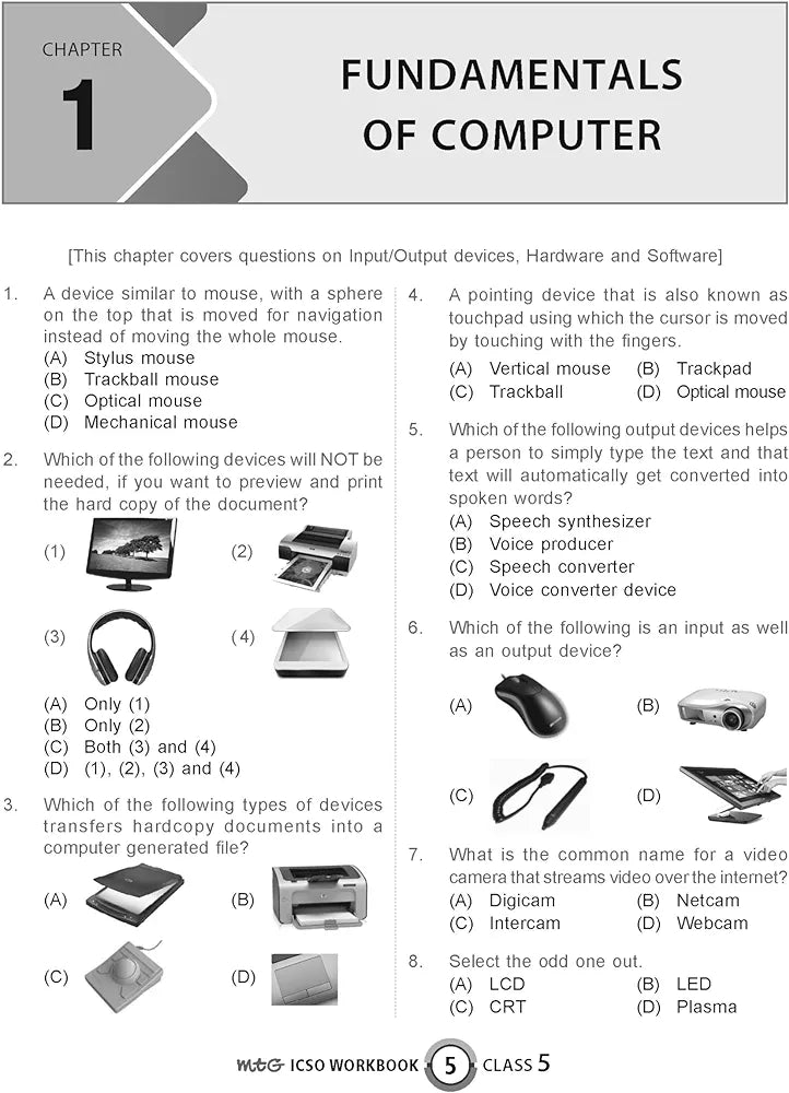 MTG International Computer Science Olympiad (ICSO) Workbook for Class 5 - Quick Recap, MCQs, Previous Years Solved Paper and Achievers Section - SOF ICSO Olympiad Preparation Books For 2024-2025 Exam