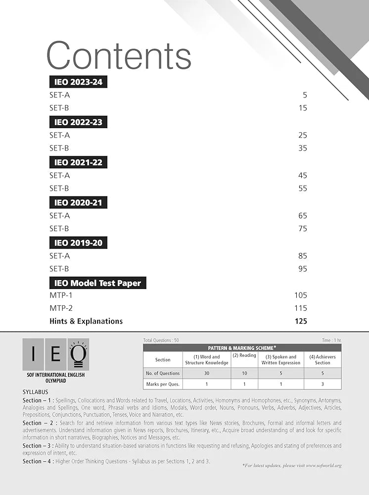 MTG IEO Class-7 Olympiad 10 Previous Years Papers (2023-2019 Set A & B) English with Mock Test Papers - Sample OMR Sheet with Chapterwise Analysis | SOF Olympiad Books For 2024-25 Exam