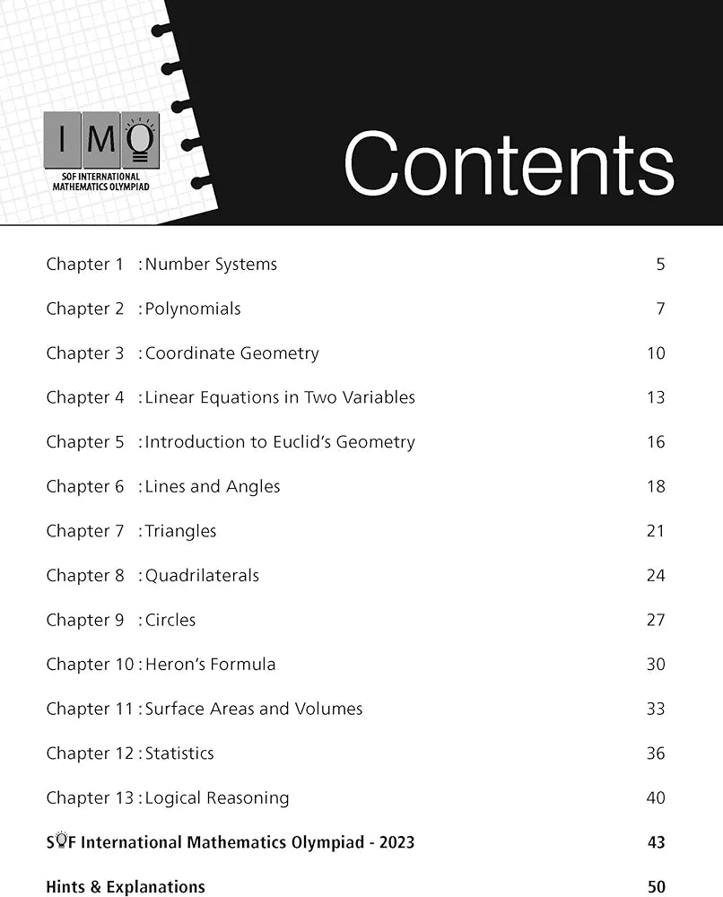 MTG International Mathematics Olympiad (IMO) Workbook for Class 9 - MCQs, Previous Years Solved Paper and Achievers Section - SOF Olympiad Preparation Books For 2024-2025 Exam