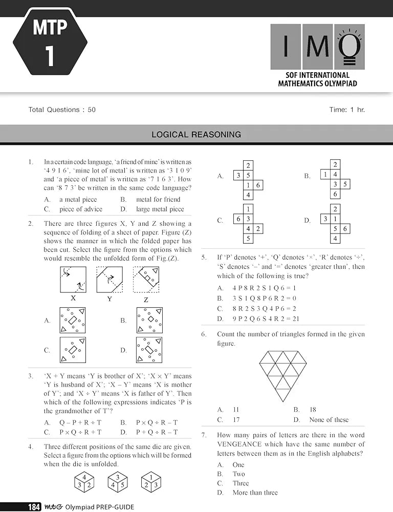 MTG Olympiad Prep-Guide Class 10 Mathematics (IMO) - Detailed Theory, Self Test with IMO Chapterwise Previous Year Question Paper For SOF 2024-25 Exam
