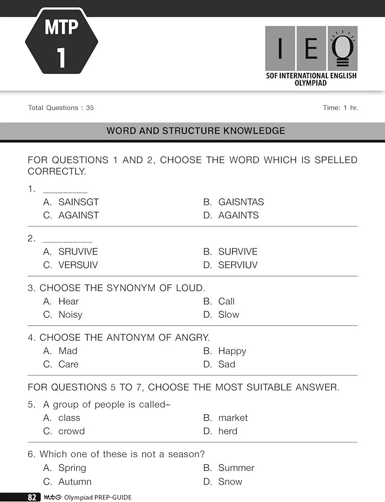MTG Olympiad Prep-Guide Class 2 English (IEO) - Detailed Theory, Self Test with IEO Topicwise Previous Year Question Paper For SOF 2024-25 Exam
