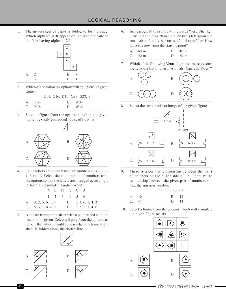 MTG NSO Class-6 Olympiad 10 Previous Years Papers (2023-2019 Set A & B) Science with Mock Test Papers - Sample OMR Sheet with Chapterwise Analysis | SOF Olympiad Books For 2024-25 Exam