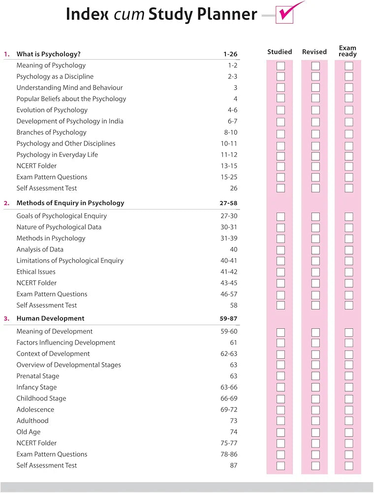 Arihant All in One Psychology Class 11 for CBSE Exams 2025-26 | Revised Edition as per latest syllabus | Simplified Theory, All Types of Exam Pattern Questions, CBQs, MCQs, A-R, Case Based, Sample Question Papers, & Project Work