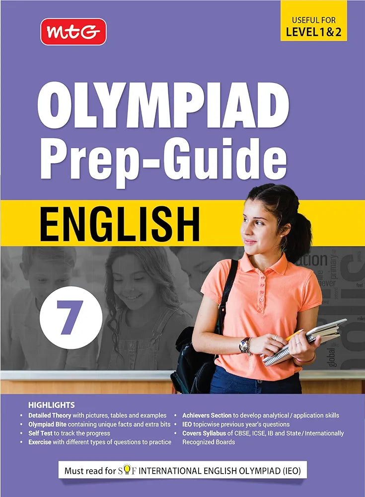 MTG Olympiad Prep-Guide Class 7 English (IEO) - Detailed Theory, Self Test with IEO Topicwise Previous Year Question Paper For SOF 2024-25 Exam