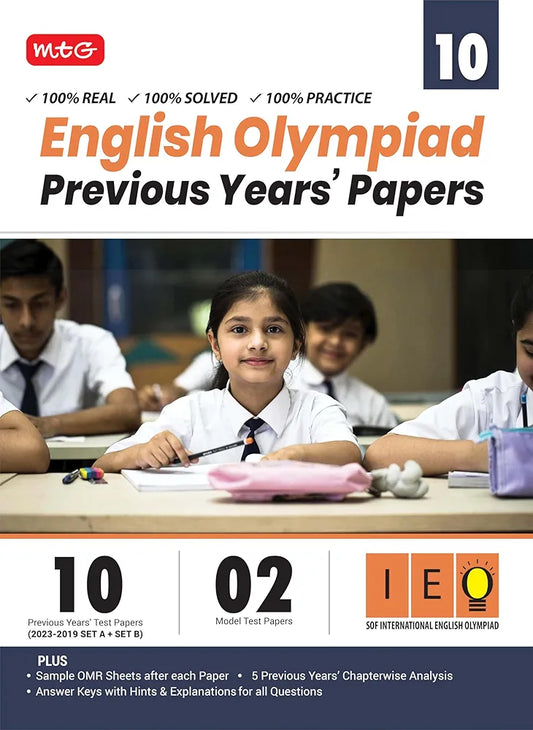 MTG IEO Class-10 Olympiad 10 Previous Years Papers (2023-2019 Set A & B) English with Mock Test Papers - Sample OMR Sheet with Chapterwise Analysis | SOF Olympiad Books For 2024-25 Exam