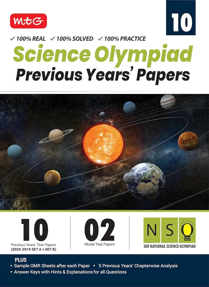 MTG NSO Class-10 Olympiad 10 Previous Years Papers (2023-2019 Set A & B) Science with Mock Test Papers - Sample OMR Sheet with Chapterwise Analysis | SOF Olympiad Books For 2024-25 Exam