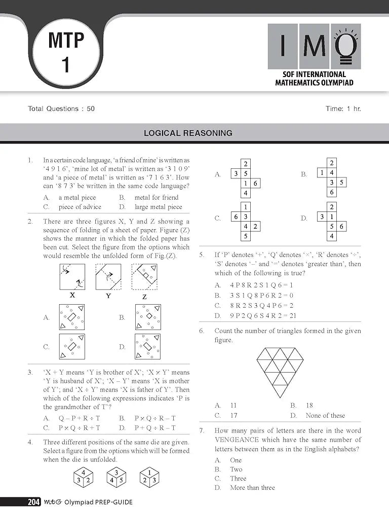 MTG OLYMPIAD PREP GUIDE MATHEMATICS LEVEL 1 N 2 CLASS 10