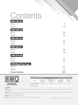 MTG IMO Class-1 Olympiad 10 Previous Years Papers (2023-2019 Set A & B) Mathematics with Mock Test Papers - Sample OMR Sheet with Chapterwise Analysis | SOF Olympiad Books For 2024-25 Exam