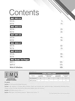 MTG IMO Class-6 Olympiad 10 Previous Years Papers (2023-2019 Set A & B) Mathematics with Mock Test Papers - Sample OMR Sheet with Chapterwise Analysis | SOF Olympiad Books For 2024-25 Exam