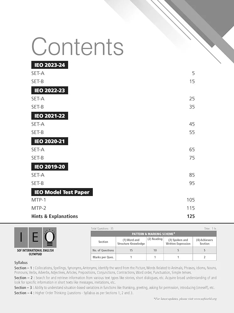 MTG IEO Class-2 Olympiad 10 Previous Years Papers (2023-2019 Set A & B) English with Mock Test Papers - Sample OMR Sheet with Chapterwise Analysis | SOF Olympiad Books For 2024-25 Exam