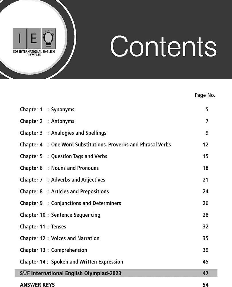 MTG International English Olympiad (IEO) Workbook for Class 9 - MCQs, Previous Years Solved Paper and Achievers Section - SOF Olympiad Preparation Books For 2024-2025 Exam