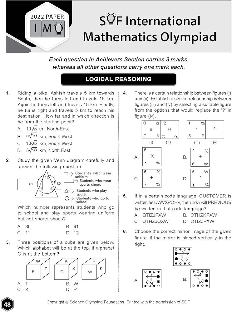 MTG International Mathematics Olympiad (IMO) Workbook for Class 10 - MCQs, Previous Years Solved Paper and Achievers Section - SOF Olympiad Preparation Books For 2023-2024 Exam MAHABIR SINGH