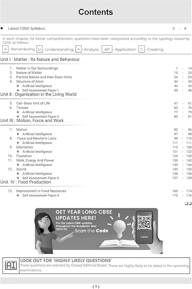 OSWAAL BOOKS CBSE QUESTION BANK CLASS 9 SCIENCE FOR 2025 EXAM