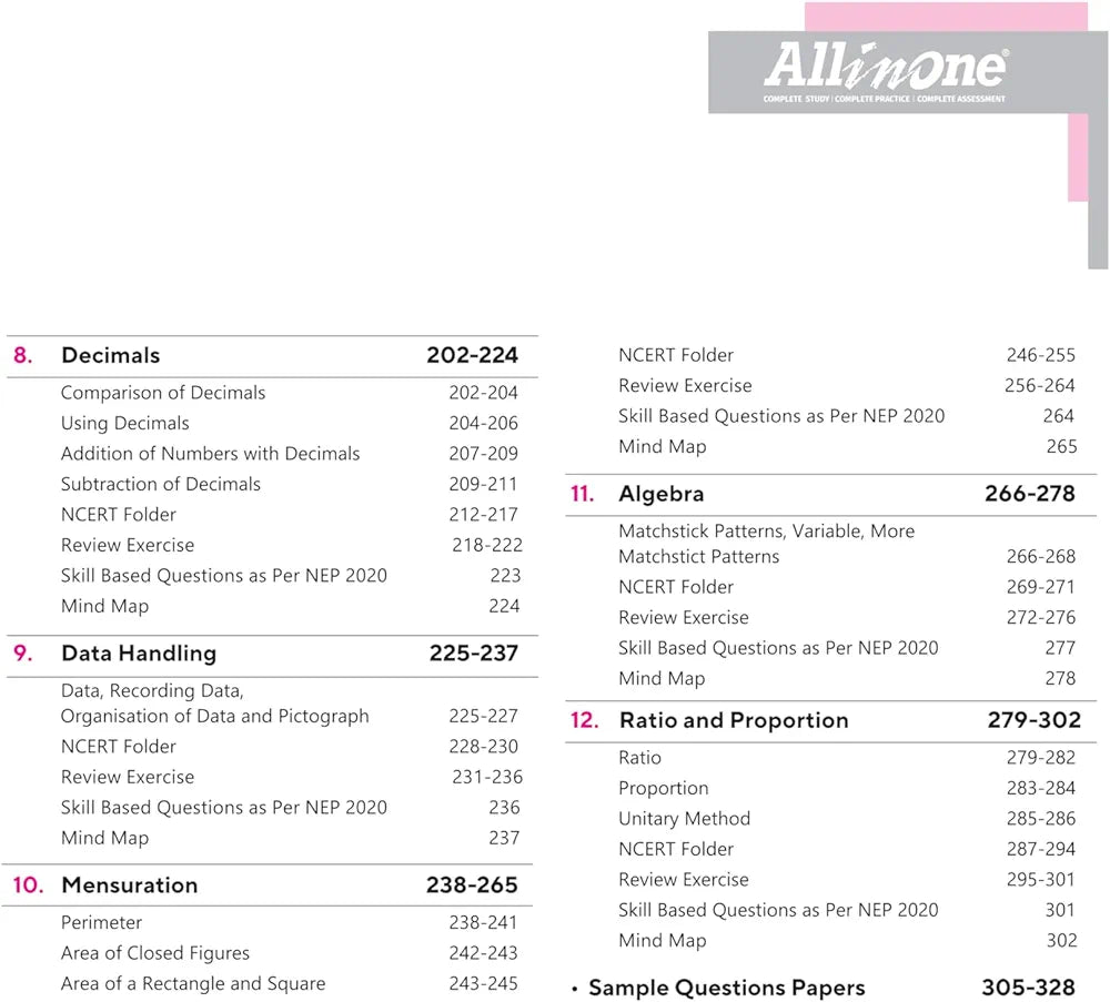 Arihant All In One Mathematics Class 6th Based On Latest NCERT For CBSE Exams 2025 | Mind map in each chapter | Clear & Concise Theory | Intext & Chapter Exercises | Sample Question Papers