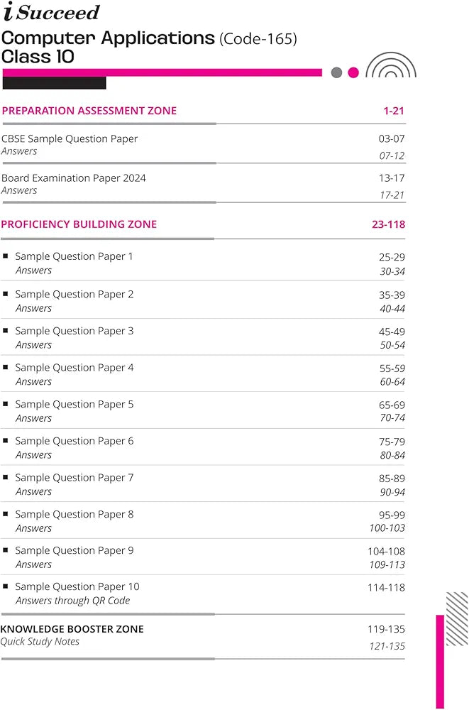 Arihant i Succeed 15 Sample Question Papers for Computer Applications Class 10th | As per latest CBSE Sample Paper issued on 5 Sept. 2024 | 50% CBQs in each paper | Detailed Answers with Step Marking | Fully Solved Latest CBSE Sample Paper For Exam 2025