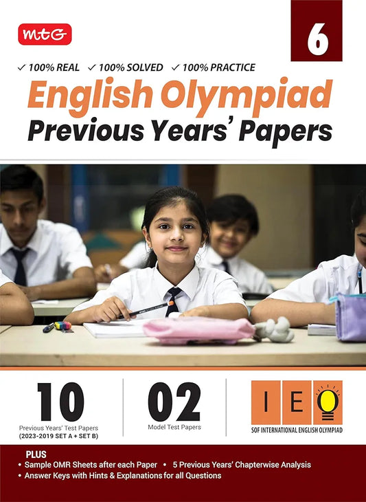 MTG IEO Class-6 Olympiad 10 Previous Years Papers (2023-2019 Set A & B) English with Mock Test Papers - Sample OMR Sheet with Chapterwise Analysis | SOF Olympiad Books For 2024-25 Exam