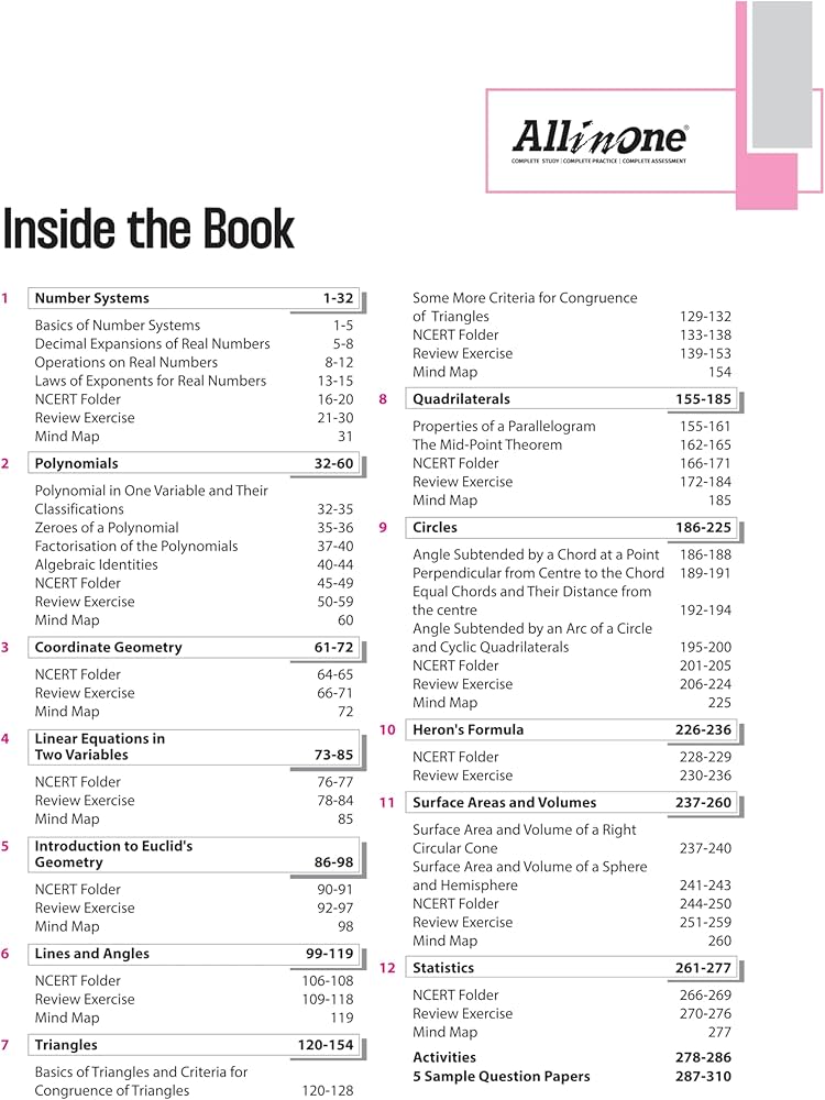 All In One Mathematics CBSE Class 9th Based On Latest NCERT For CBSE Exams 2025 | Mind map | All type of Questions, MCQs, Extract Based, VSA, SA & LA