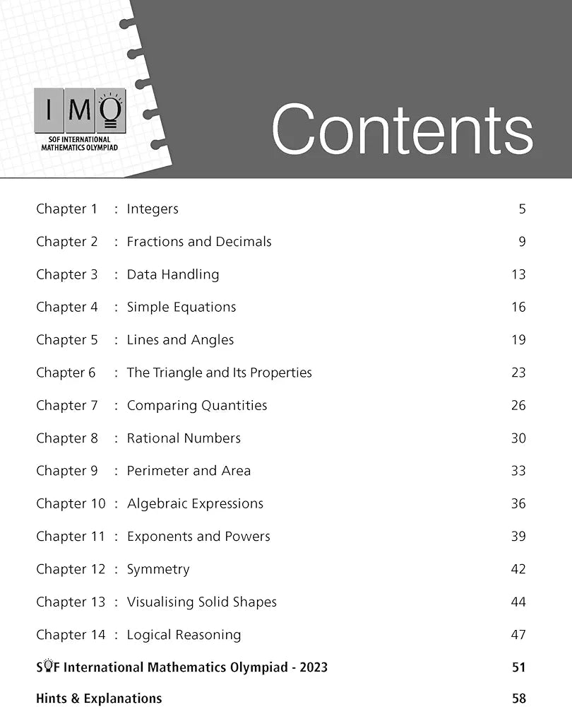 MTG International Mathematics Olympiad (IMO) Workbook for Class 7 - MCQs, Previous Years Solved Paper and Achievers Section - SOF Olympiad Preparation Books For 2024-2025 Exam