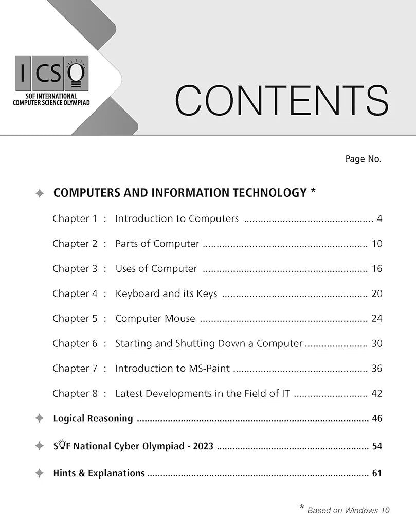 MTG International Computer Science Olympiad (ICSO) Workbook for Class 1 - Quick Recap, MCQs, Previous Years Solved Paper and Achievers Section - SOF ICSO Olympiad Preparation Books For 2024-2025 Exam