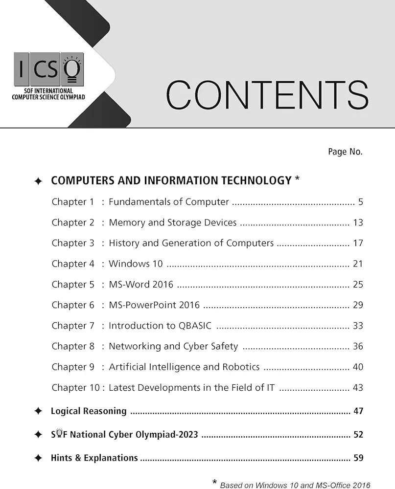 MTG International Computer Science Olympiad (ICSO) Workbook for Class 6 - Quick Recap, MCQs, Previous Years Solved Paper and Achievers Section - SOF ICSO Olympiad Preparation Books For 2024-2025 Exam