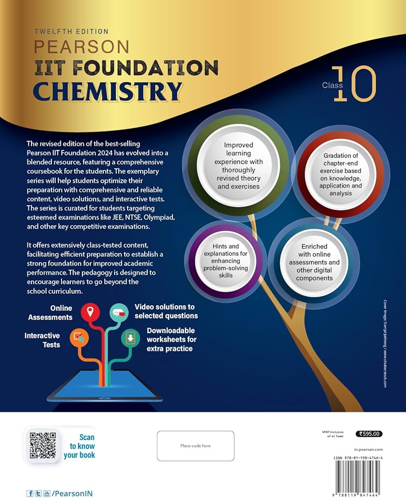 Pearson IIT Foundation'24 Chemistry Class 10, As Per CBSE, ICSE . For JEE | NEET | NSTE | Olympiad|Free access to elibrary, vidoes & Myinsights Self Preparation - 6th Edition By Pearson