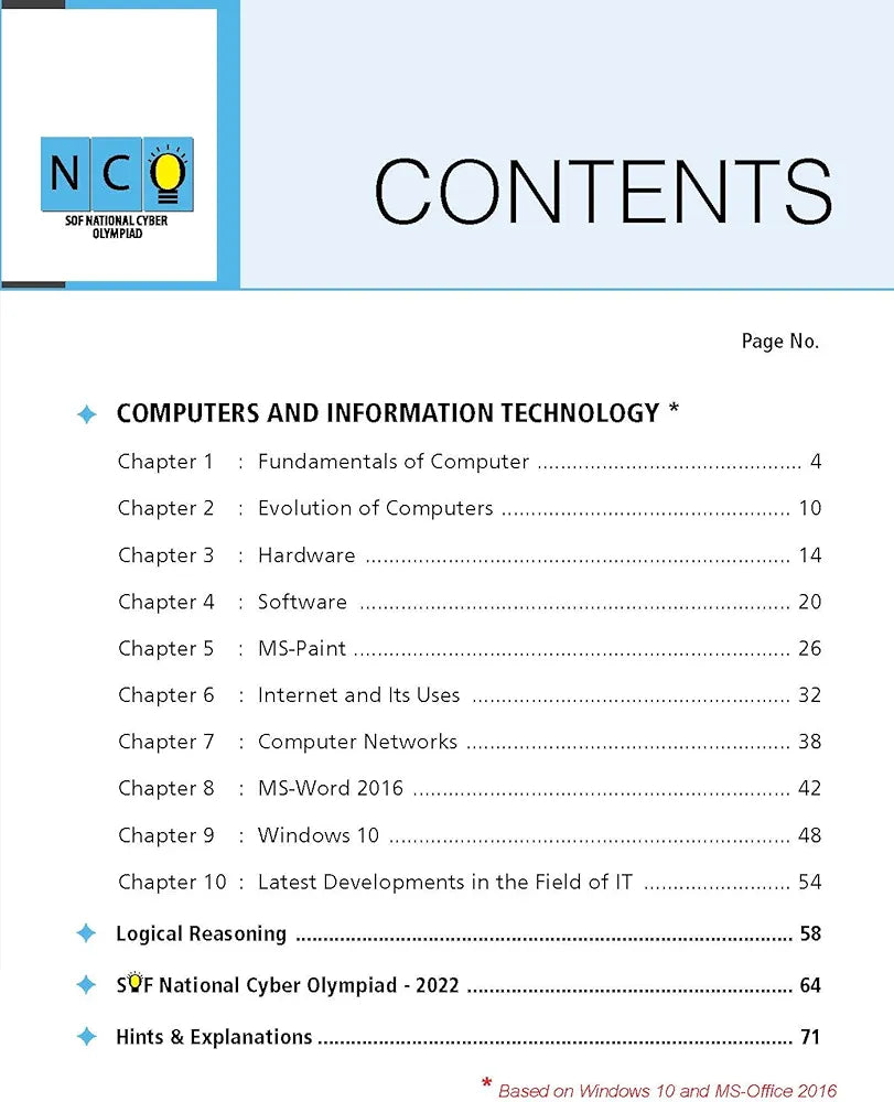MTG National Cyber Olympiad (NCO) Workbook for Class 4 - Quick Recap, MCQs, Previous Years Solved Paper and Achievers Section - SOF NCO Olympiad Preparation Books For 2023-2024 Exam
