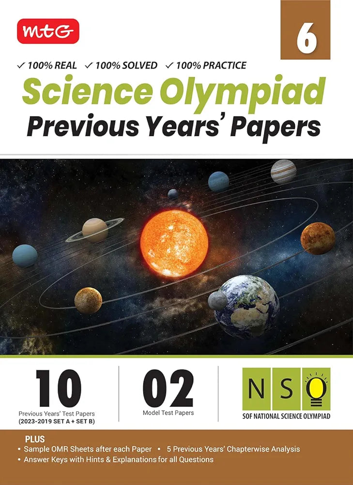 MTG NSO Class-6 Olympiad 10 Previous Years Papers (2023-2019 Set A & B) Science with Mock Test Papers - Sample OMR Sheet with Chapterwise Analysis | SOF Olympiad Books For 2024-25 Exam