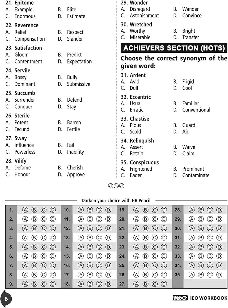 MTG International English Olympiad (IEO) Workbook for Class 8 - MCQs, Previous Years Solved Paper and Achievers Section - SOF Olympiad Preparation Books For 2024-2025 Exam