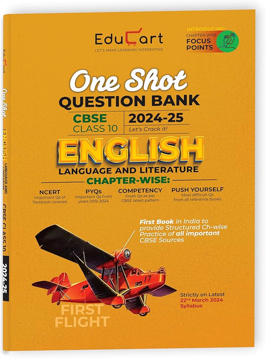 Educart CBSE Class 10 ENGLISH One Shot Question Bank 2024-25 (for 2025 exam)