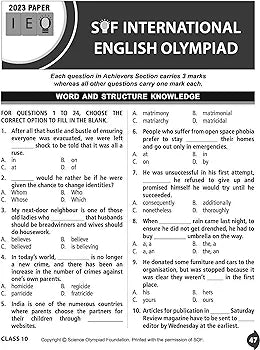 MTG International English Olympiad (IEO) Workbook for Class 10 - MCQs, Previous Years Solved Paper and Achievers Section - SOF Olympiad Preparation Books For 2024-2025 Exam