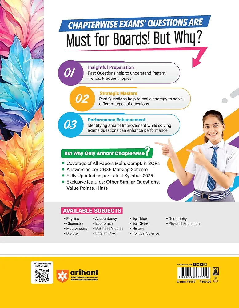 Arihant CBSE Chapterwise Question Bank | English | (2024-2010) With Solutions For English Core Class 12th | Previous Year Questions (PYQ) | As Per The Latest CBSE Syllabus (2024-25) | All Main | Compt & Sample Papers upto 2024 | Key Ideas | Concept En